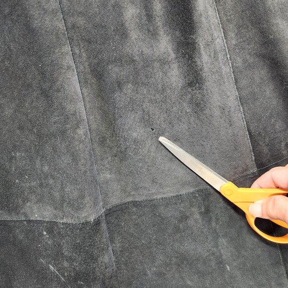 Vintage Arella Studded Suede Western‎ Duster Coat Dress Women's L Black Leather - Picture 10 of 12